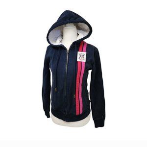 Tommy Hilfiger Zip Up Hoodies Sweater Small Navy Pink Red